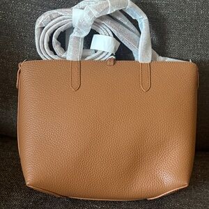 Draper James Camel Leather Reversible Mini Tote (NWT)